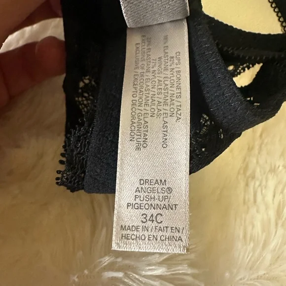 NWT: Victoria’s Secret Dream Angels Push-Up Bra 34C Black & Ivory Lace - Picture 5 of 6